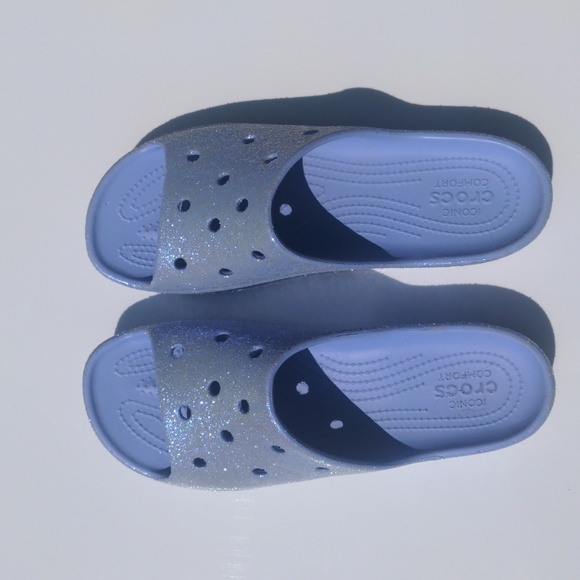 Sparkly glitter platform Moon Jelly Crocs in purple sz 10 - Picture 2 of 12